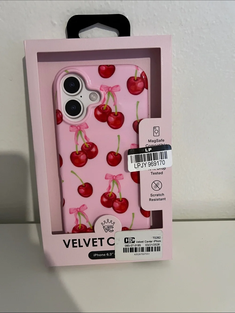 Velvet Caviar Pink Cherry Pattern iPhone Case - MagSafe Compatible